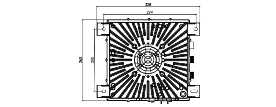 風冷式 3.3KW72V 車載充電機 電動車充電器機械尺寸圖  俯視圖