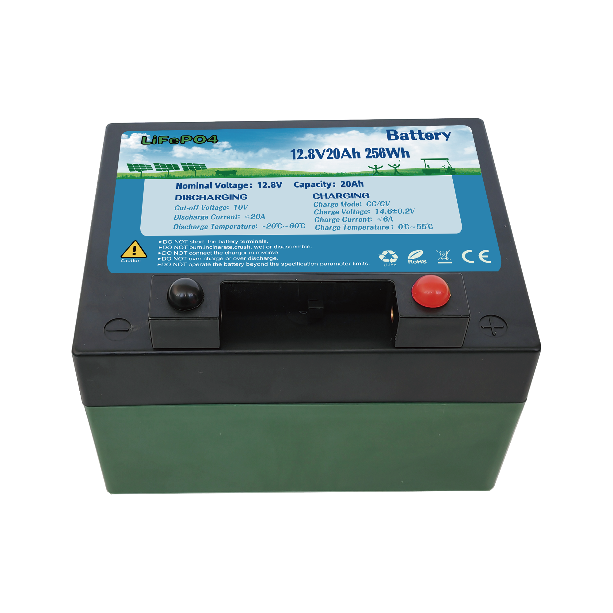 12.8V鉛改鋰電池定制20ah高爾夫球車太陽能儲能磷酸鐵鋰電池組